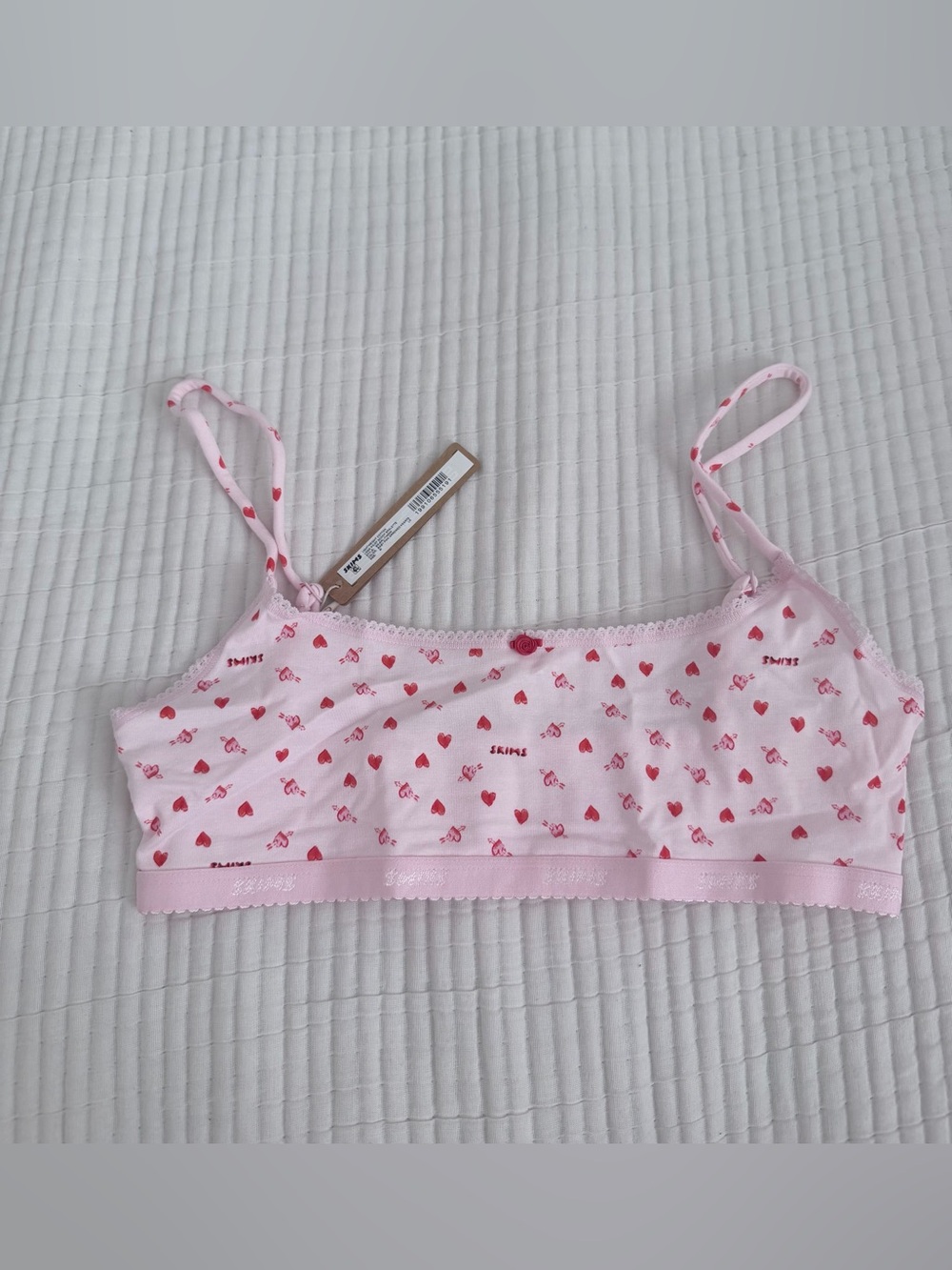 SKIMS Pink Heart-Print Bralette